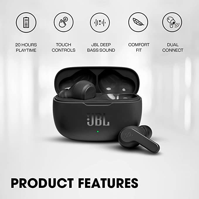 JBL Wave 200TWS (Bluetooth Earphone with Deep Bass Sound)
